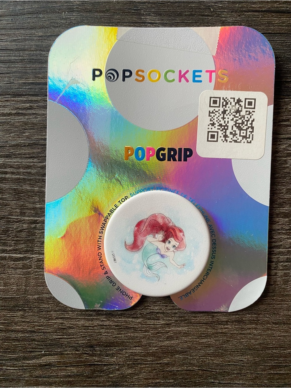PopSocket PopGrip — White with Pink Ariel Mermaid Art
